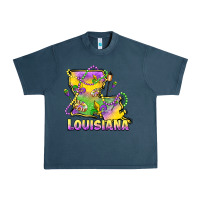 Midnight Navy louisiana mardi gras state map Urban Heavy Tee - LillyAllenDesigns