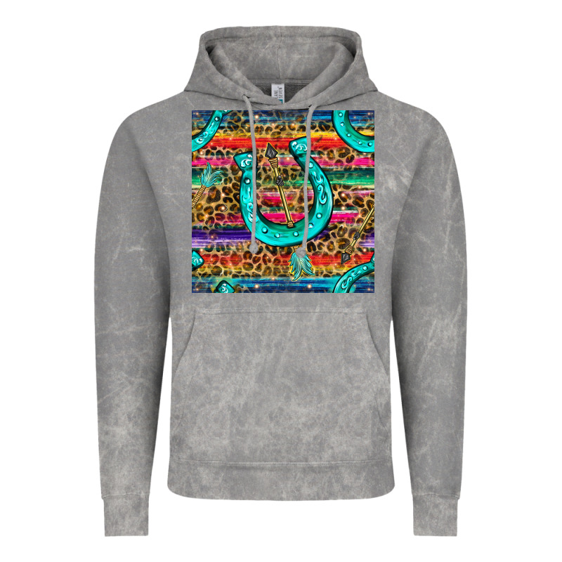 Western Horseshoe And Arrow With Leopard And Serape Seamless Pattern Vintage Hoodie by BundleAndBundleShop | Teevron