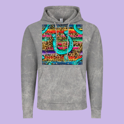 Western Horseshoe And Arrow With Leopard And Serape Seamless Pattern Vintage Hoodie Designed By Bundleandbundleshop