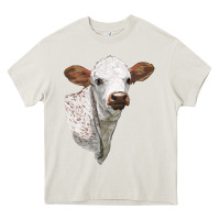 Cream Texas Longhorn Calf Face Heavy Core Tee - LillyAllenDesigns