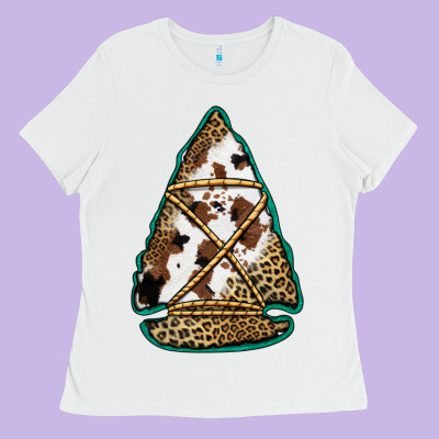 Cowhide Leopard Arrowhead Ladies Tee Designed By Jasminsmagicworld