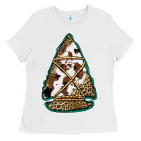 White cowhide leopard arrowhead Ladies Tee - Jasminsmagicworld