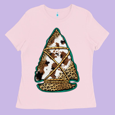 Cowhide Leopard Arrowhead Ladies Tee Designed By Jasminsmagicworld