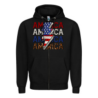 Black America with lightning bold Zipper Hoodie - CowGirlArtShop
