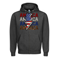 Charcoal Heather America with lightning bold Zipper Hoodie - CowGirlArtShop