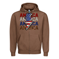 Chestnut America with lightning bold Zipper Hoodie - CowGirlArtShop
