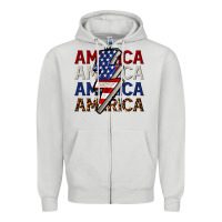 Dove Grey America with lightning bold Zipper Hoodie - CowGirlArtShop