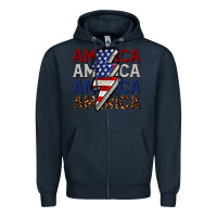 Navy America with lightning bold Zipper Hoodie - CowGirlArtShop