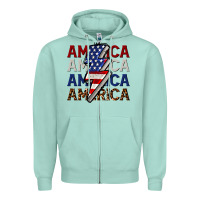 Seafoam America with lightning bold Zipper Hoodie - CowGirlArtShop