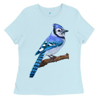 Baby Blue Blue Jay Bird Ladies Tee - LillyAllenDesigns