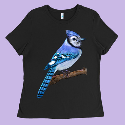 Blue Jay Bird Ladies Tee Designed By Lillyallendesigns