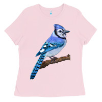 Bubblegum Pink Blue Jay Bird Ladies Tee - LillyAllenDesigns
