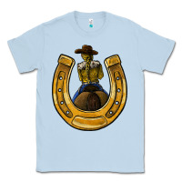 Dusty Blue horseshoe and cowgirl Classic Tee - JahusDesignShop
