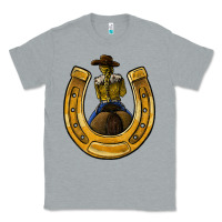 Heather Grey horseshoe and cowgirl Classic Tee - JahusDesignShop