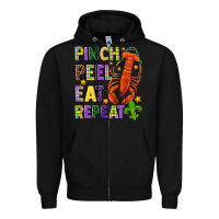 Black Pinch peel eat repeat crawfish Zipper Hoodie - HowdyJamesFarm