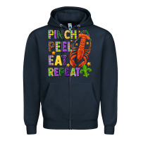 Navy Pinch peel eat repeat crawfish Zipper Hoodie - HowdyJamesFarm