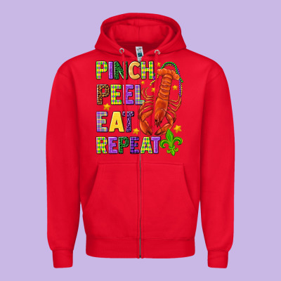 Pinch Peel Eat Repeat Crawfish Zipper Hoodie Designed By Howdyjamesfarm