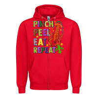 Red Pinch peel eat repeat crawfish Zipper Hoodie - HowdyJamesFarm