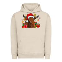 Pigment French Oak festive highland cow Urban Hoodie - CowhideDigitalArt