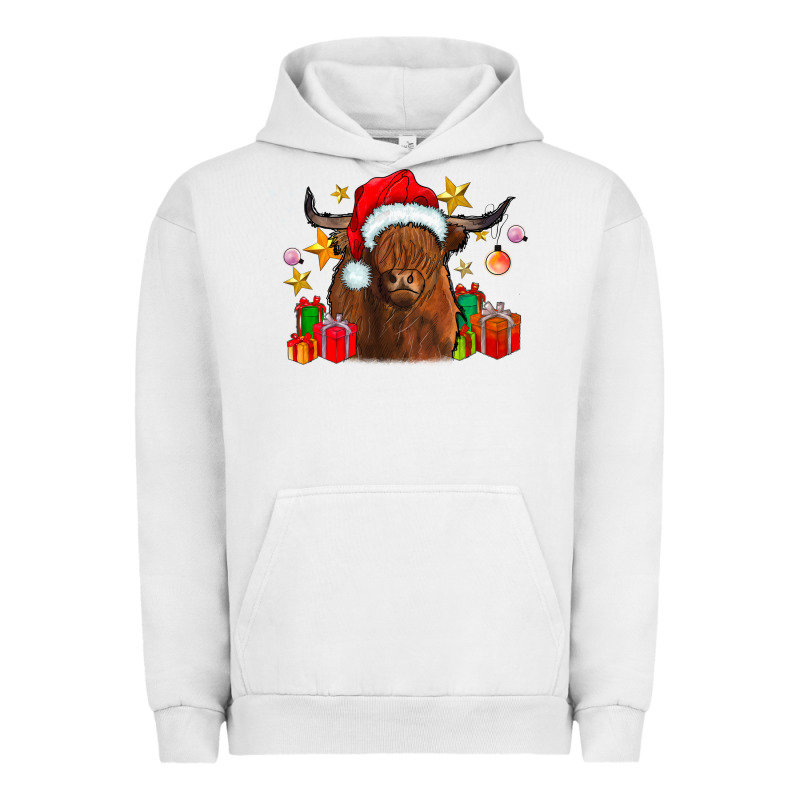 Festive Highland Cow Urban Hoodie by CowhideDigitalArt | Teevron