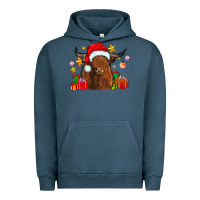 Pigment Midnight Navy festive highland cow Urban Hoodie - CowhideDigitalArt