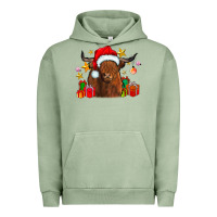 Pigment Oil Green festive highland cow Urban Hoodie - CowhideDigitalArt