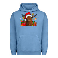 Pigment Pebble Blue festive highland cow Urban Hoodie - CowhideDigitalArt