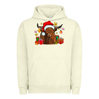 Pigment Pistachio festive highland cow Urban Hoodie - CowhideDigitalArt