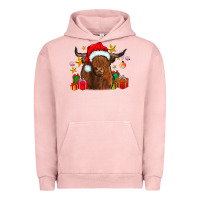Pigment Salmon festive highland cow Urban Hoodie - CowhideDigitalArt