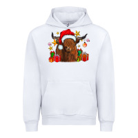 White festive highland cow Urban Hoodie - CowhideDigitalArt