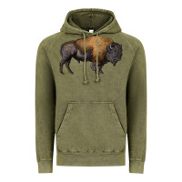 Vintage Olive american bison body Vintage Hoodie - RanaPortraitStore