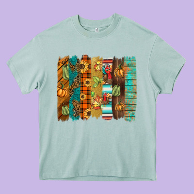 Thanksgiving Brushstroke Heavy Core Tee Designed By Barkaloodesign