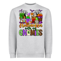 Heather Grey Halloween with My Gnomies Coffee Cups Heavyweight Sweatshirt - texasbilliewilder