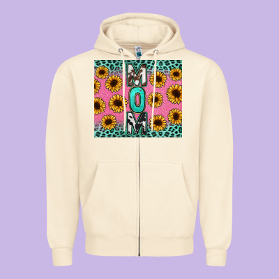 Mom Sunflower Glitter Zipper Hoodie Designed By Cowgirlartshop