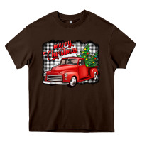 Chocolate Brown merry christmas red truck christmas trees Heavy Core Tee - Jasminsmagicworld