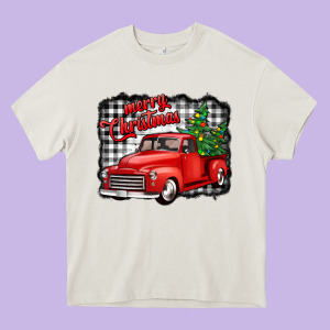 Merry Christmas Red Truck Christmas Trees Heavy Core Tee Designed By Jasminsmagicworld