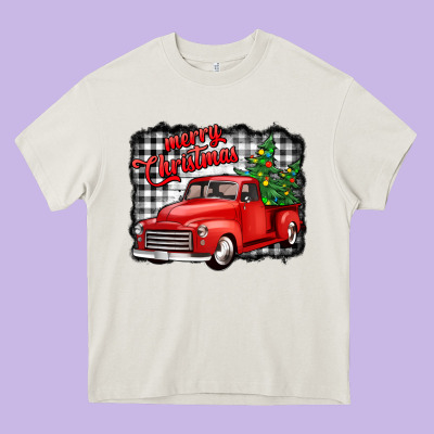 Merry Christmas Red Truck Christmas Trees Heavy Core Tee Designed By Jasminsmagicworld