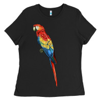 Black Scarlet Macaw Parrot Ladies Tee - LillyAllenDesigns