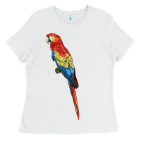 White Scarlet Macaw Parrot Ladies Tee - LillyAllenDesigns