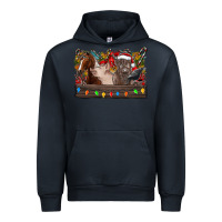 Navy festive farmyard gathering Urban Hoodie - CowhideDigitalArt