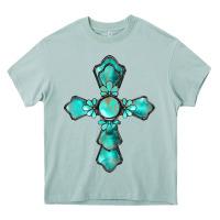Arona western turquoise gemstone cross Heavy Core Tee - BarkalooDesign