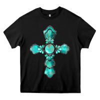 Black western turquoise gemstone cross Heavy Core Tee - BarkalooDesign