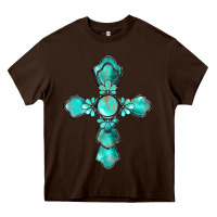 Chocolate Brown western turquoise gemstone cross Heavy Core Tee - BarkalooDesign