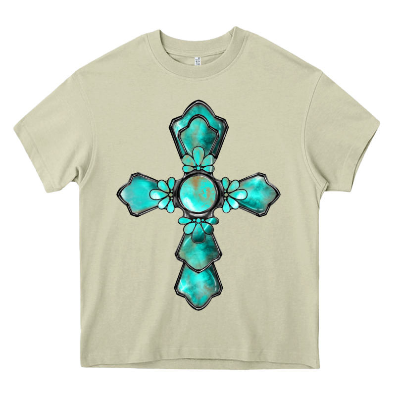 Western Turquoise Gemstone Cross Heavy Core Tee by BarkalooDesign | Teevron