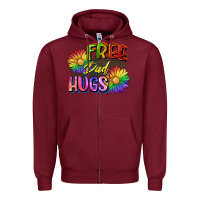 Burgundy Free dad hugs Zipper Hoodie - CowGirlArtShop