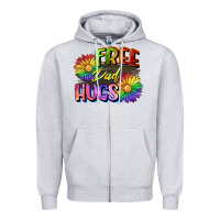 Heather Grey Free dad hugs Zipper Hoodie - CowGirlArtShop
