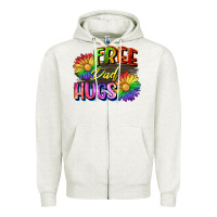 Oatmeal Heather Free dad hugs Zipper Hoodie - CowGirlArtShop
