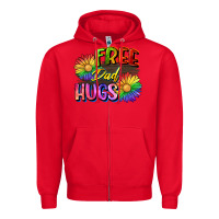 Red Free dad hugs Zipper Hoodie - CowGirlArtShop