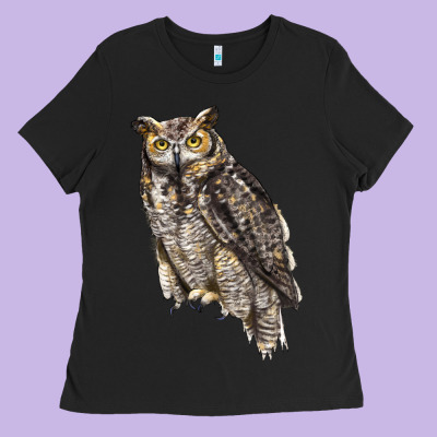 Great Horned Owl Ladies Tee Designed By Lillyallendesigns