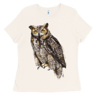 Bone Great Horned Owl Ladies Tee - LillyAllenDesigns